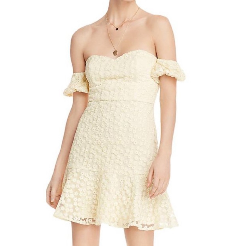 Aqua Light Yellow Off-Shoulder Dress - Women